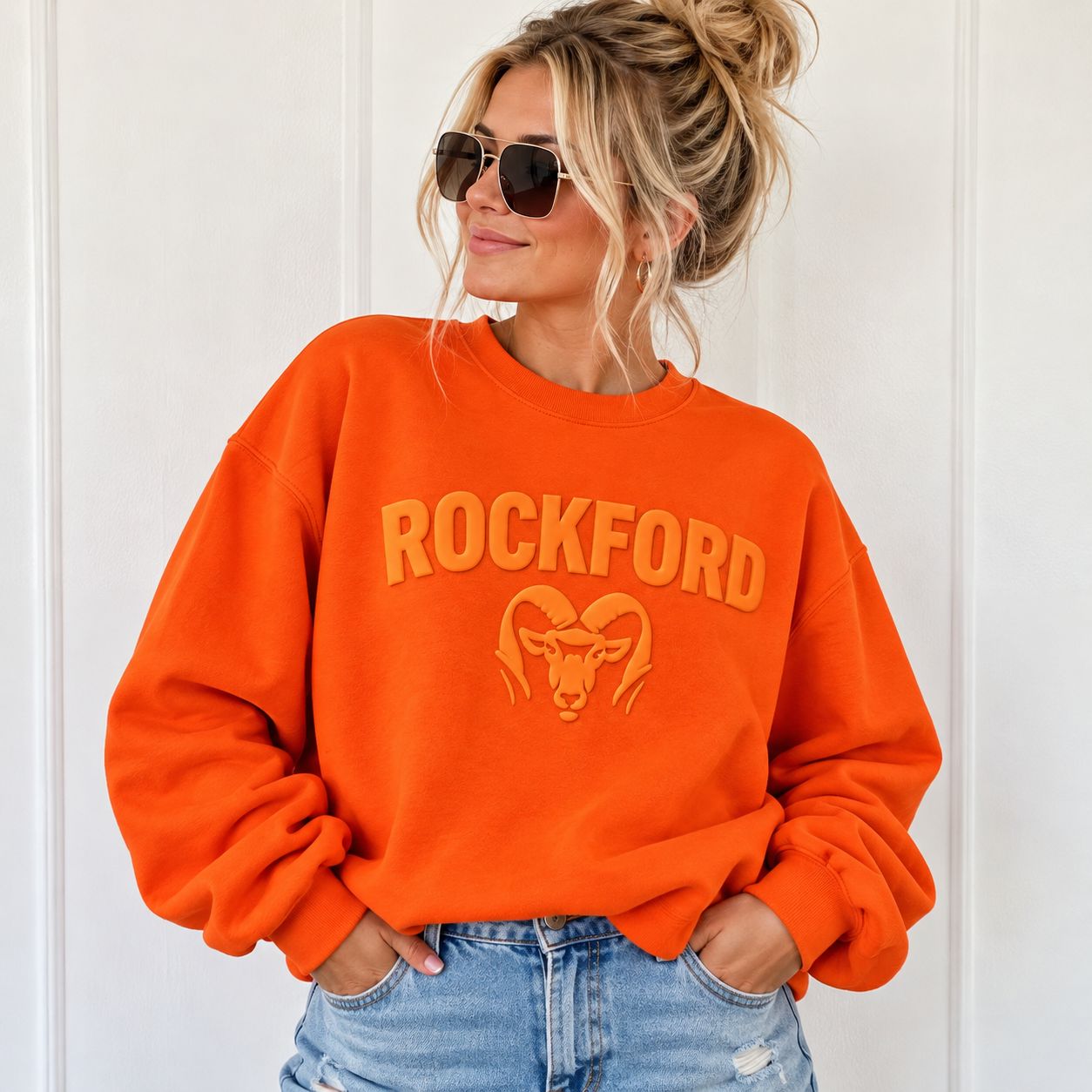 Orange Out  Ram Crewneck Sweatshirt