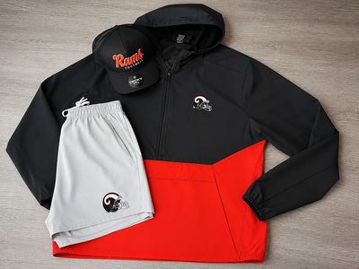 Orange & Black Hooded Pullover Jacket
