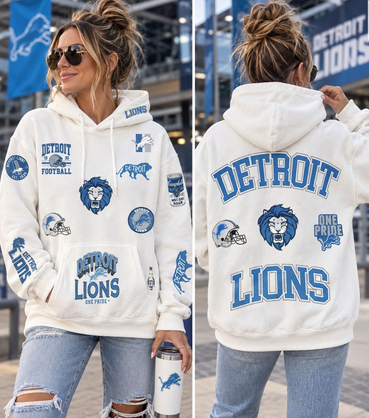 Detroit Lions Game-Day Couture Hoodie (Crewneck Available)