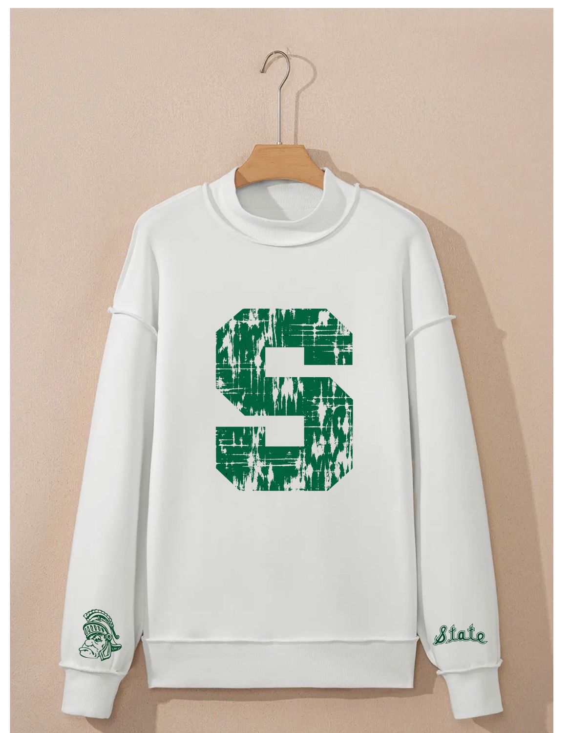 The Green &amp; White Cozy Club Mock Neck