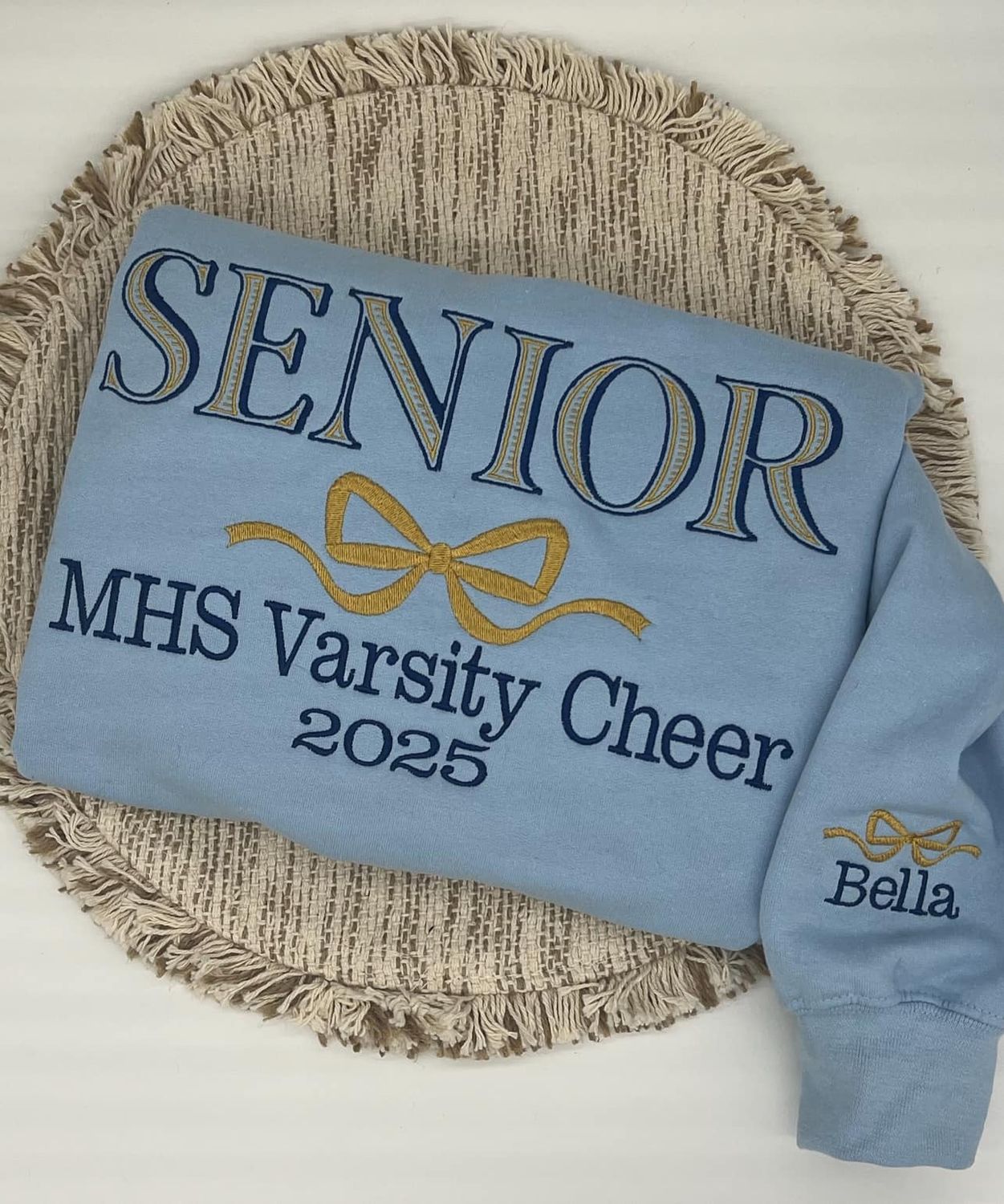 Embroidered Class Gildan Sweatshirts with Bow and Name of Sleeve