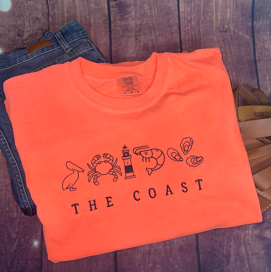 Embroidered The Coast Comfort Colors T-Shirt