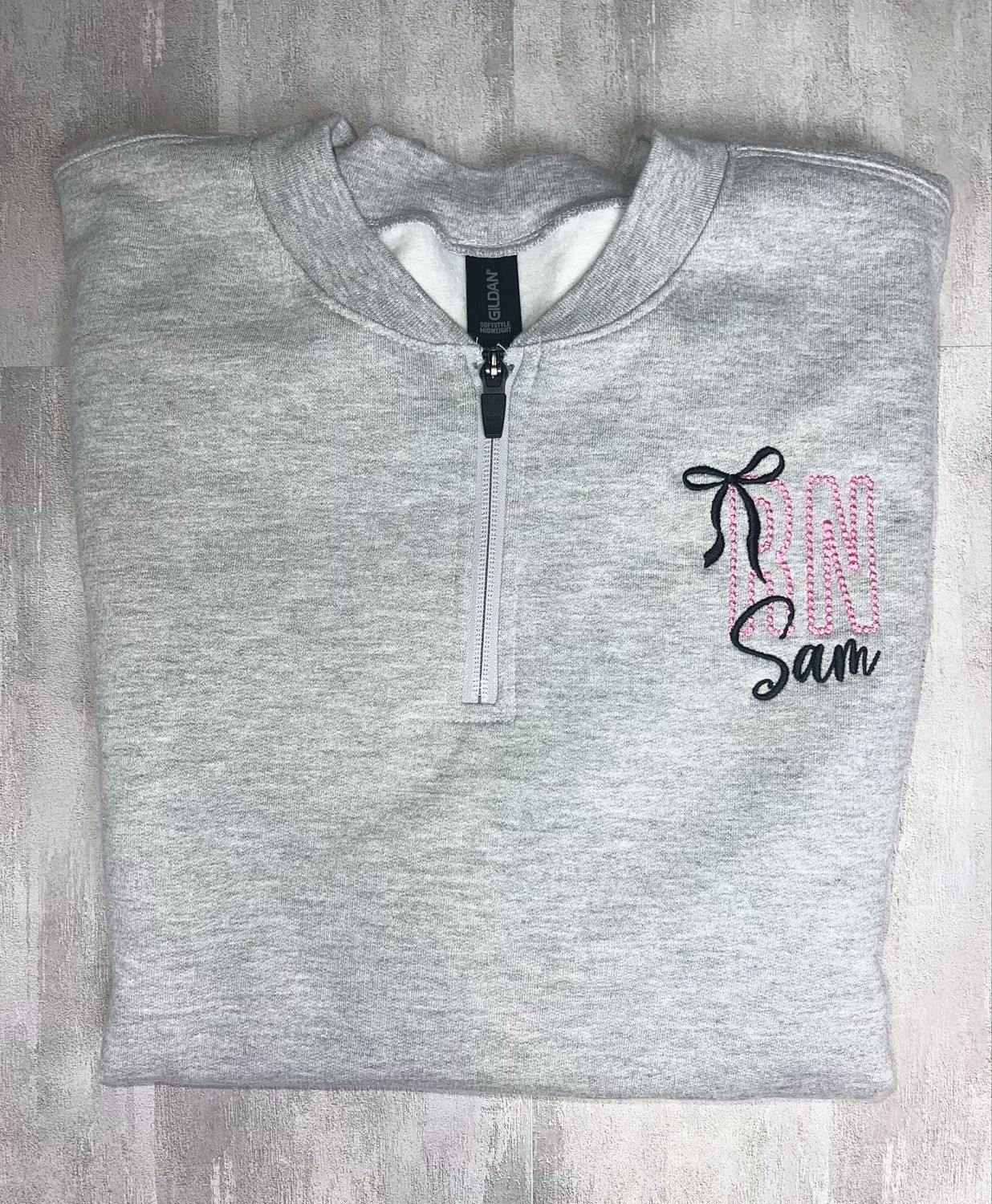 Embroidered Gildan 1/4 Zip Sweatshirt