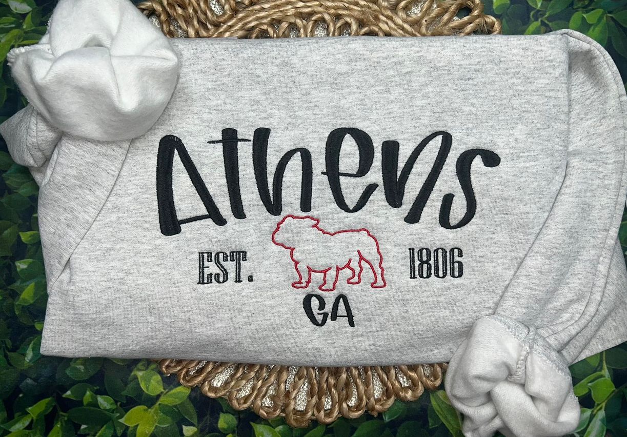 Cozy Vintage Athens GA Sweatshirt with Embroidered Design