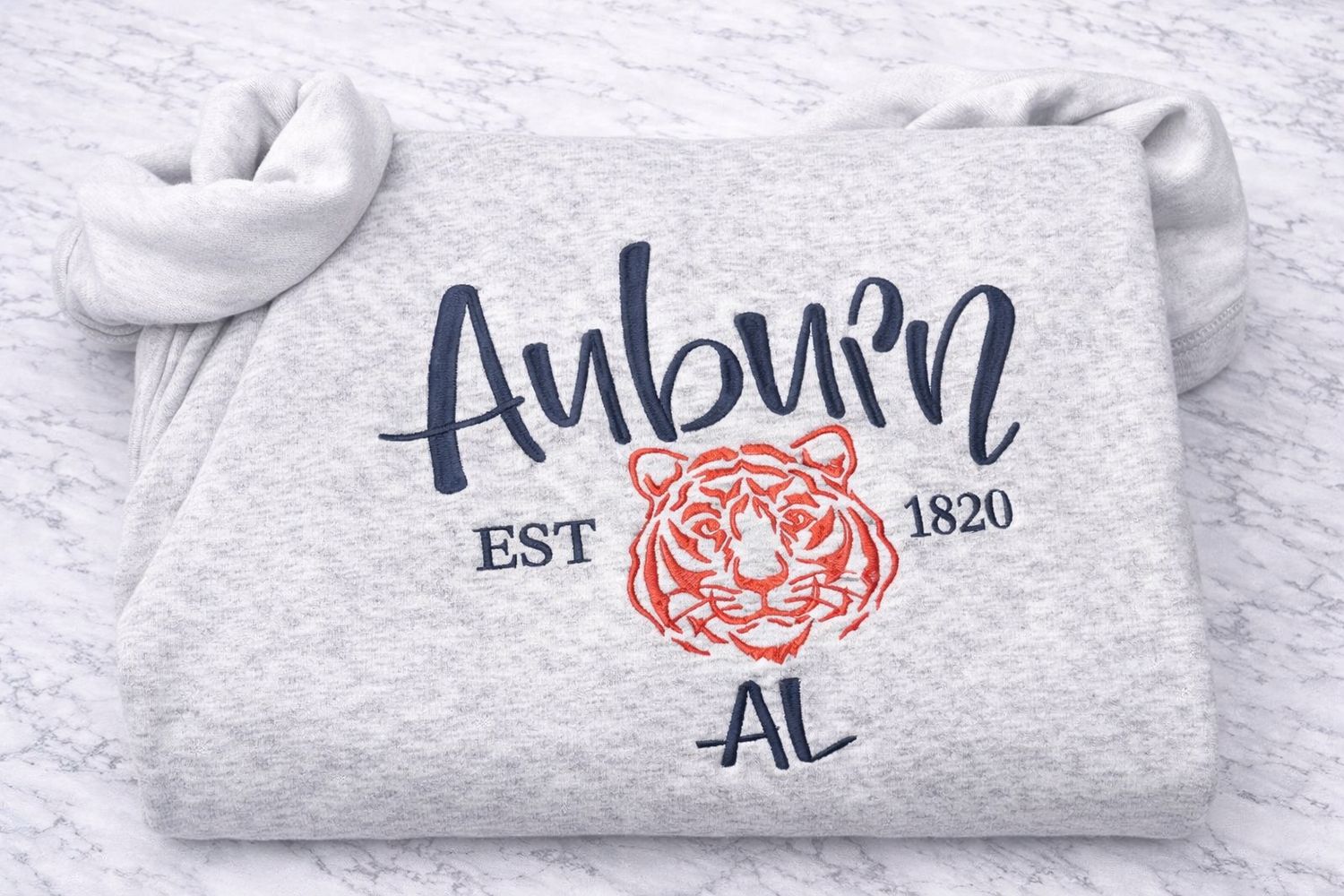 Embroidered Auburn University Sweatshirt: Game Day Crewneck, Tiger Design