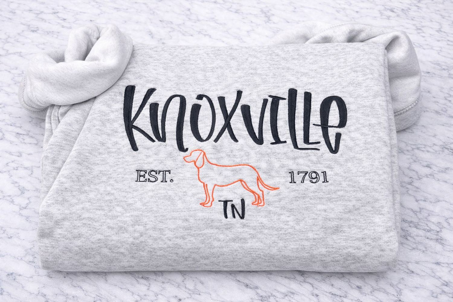 Cozy Embroidered Knoxville TN Sweatshirt with Fun Dog Graphic