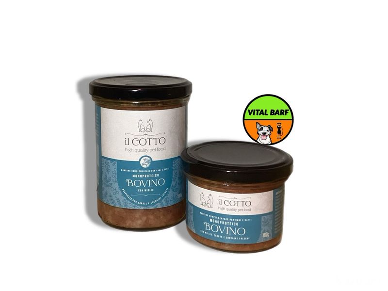 Monoproteico Bovino con Miglio - Mangime Complementare per Cani e Gatti  - grammi 380
