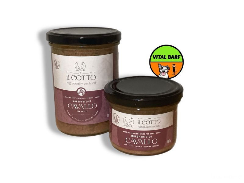 Monoproteico Cavallo con Patate - Mangime Complementare per Cani e Gatti - grammi 380