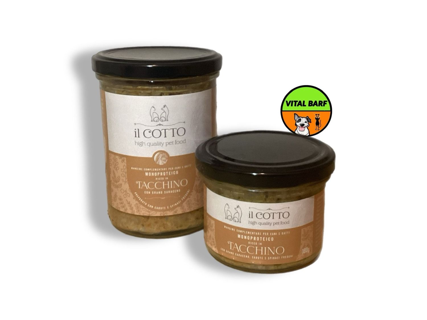 Monoproteico ricco in Tacchino con Grano Saraceno - Mangime Complementare per Cani e Gatti - grammi 380