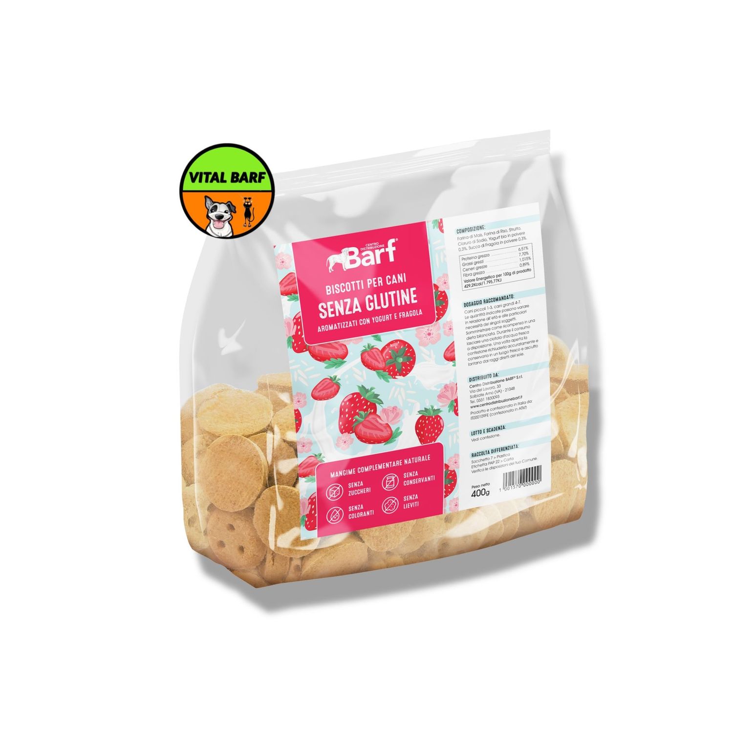 Gluten Free Yogurt e Fragola - Biscotti per Cani