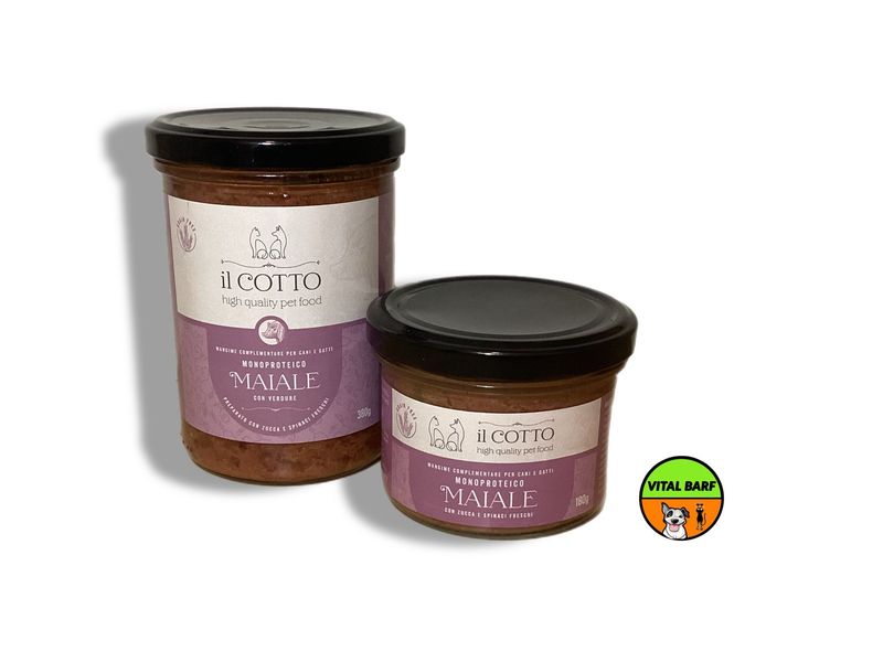 Monoproteico Maiale con Verdure - Mangime Complementare per Cani e Gatti - grammi 180