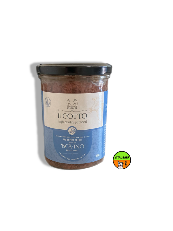 Monoproteico Bovino con Verdure - Mangime Complementare per Cani e Gatti - grammi 380