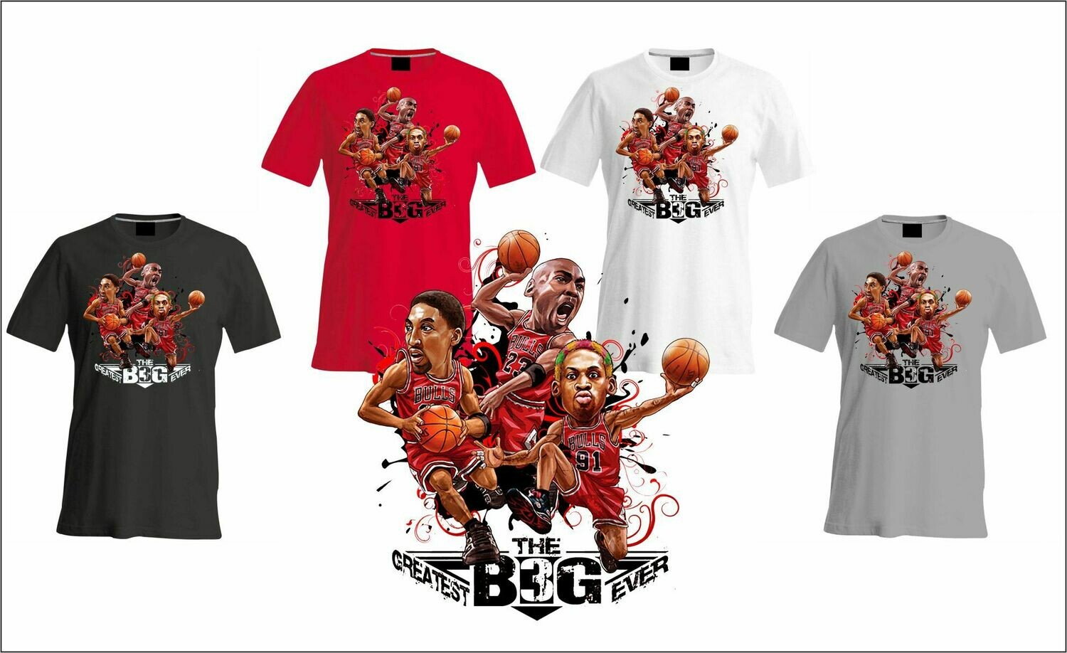 Bulls Big 3 caricature t-shirt Bulls Big 3 caricature t-shirt