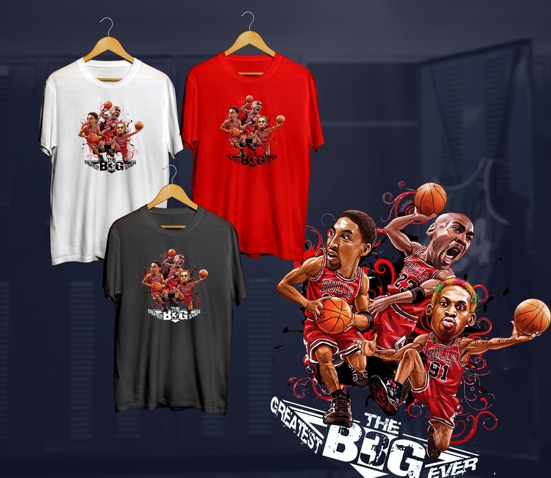 Bulls Big 3 caricature t-shirt