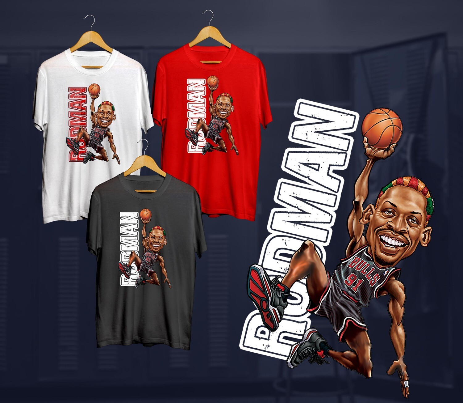 Rodman caricature t-shirt