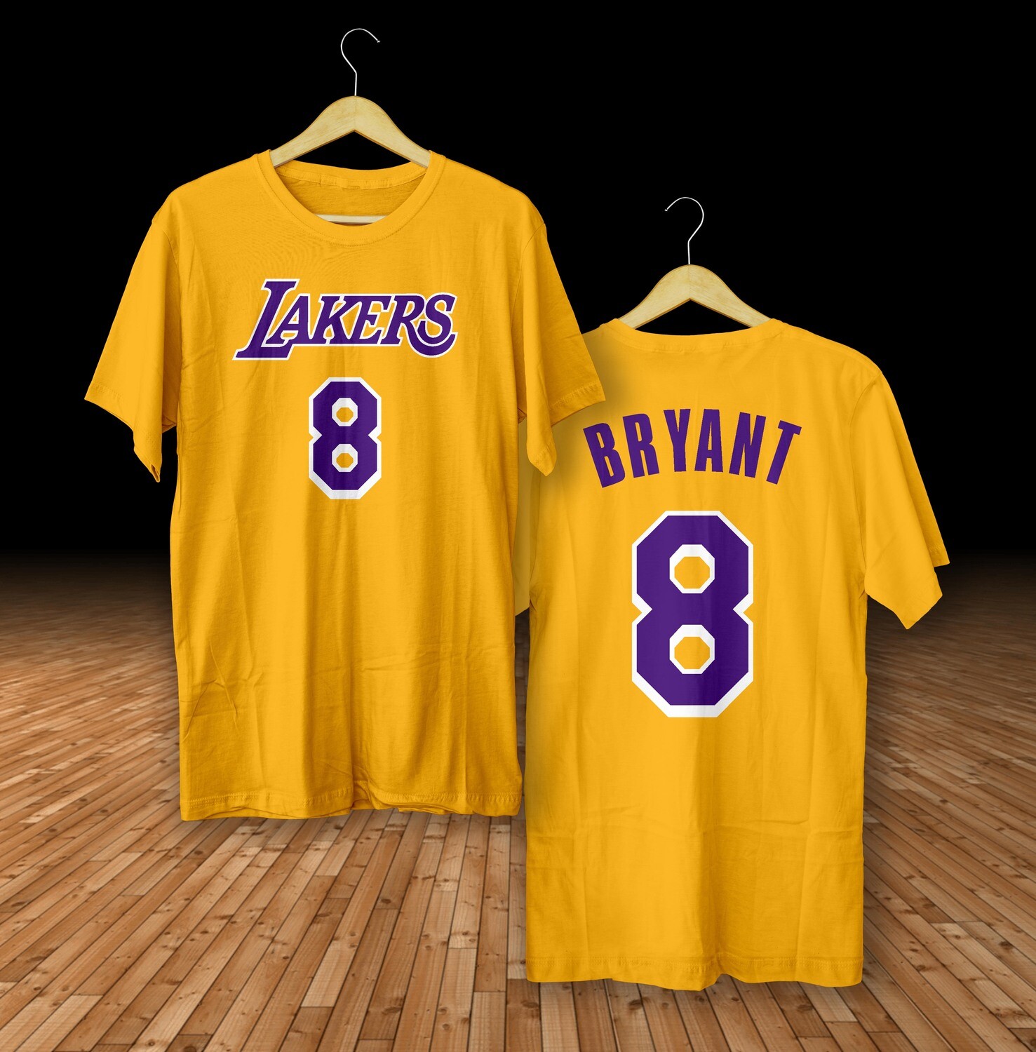 Bryant 8 lakers yellow  t-shirt