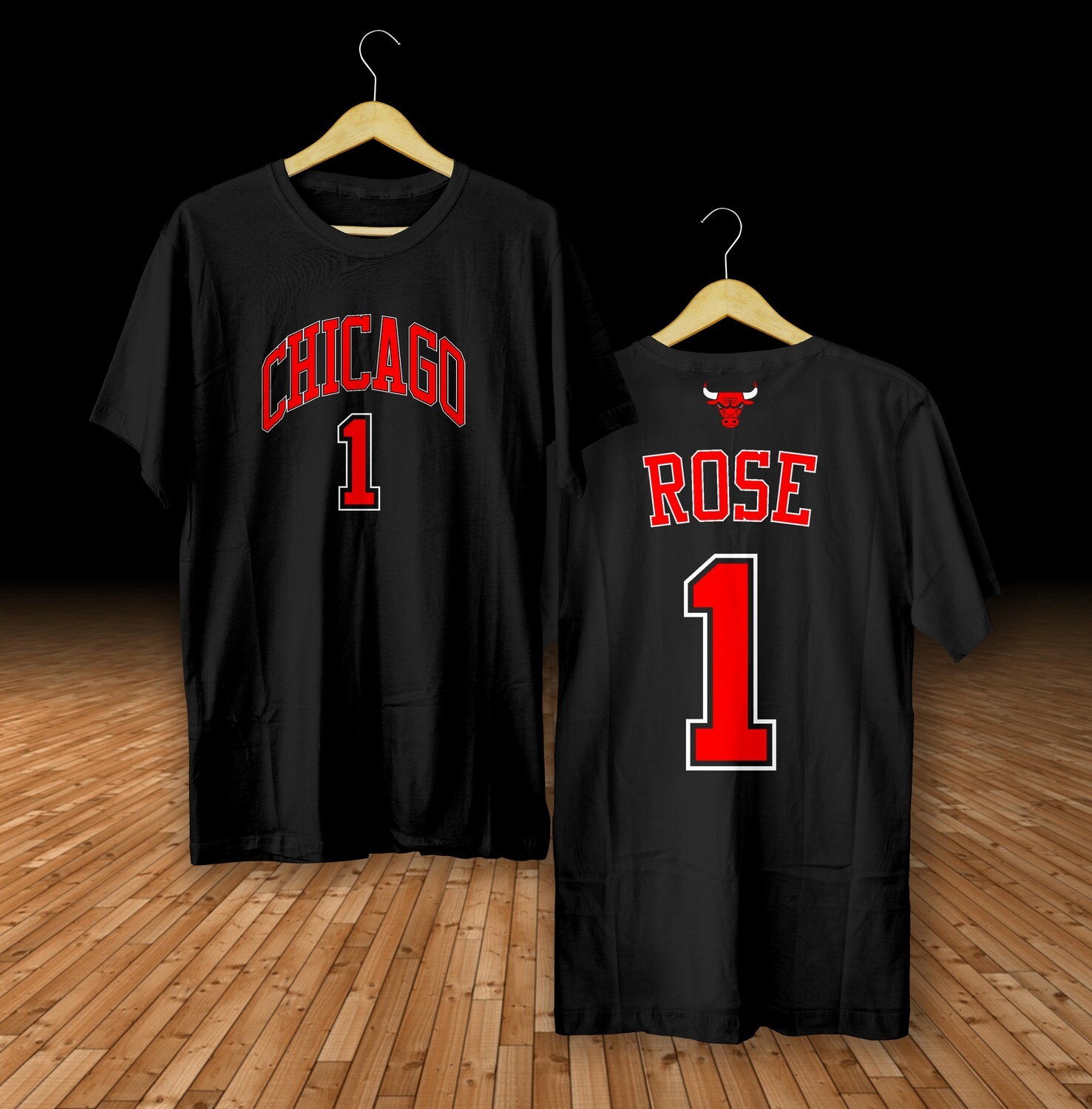 Rose bulls black  t-shirt