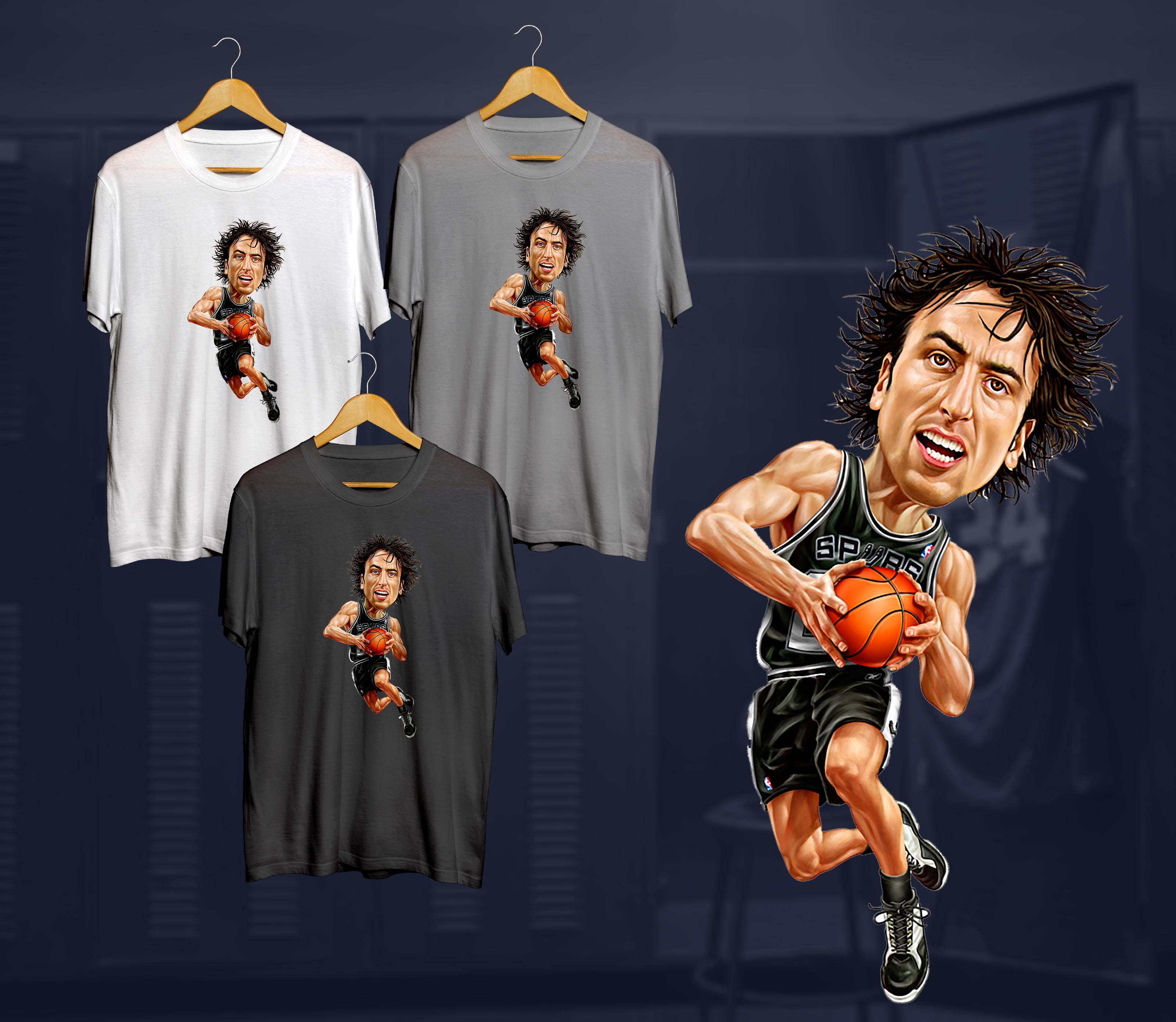 CARICATURES T-SHIRTS - - Oncourt Basketball