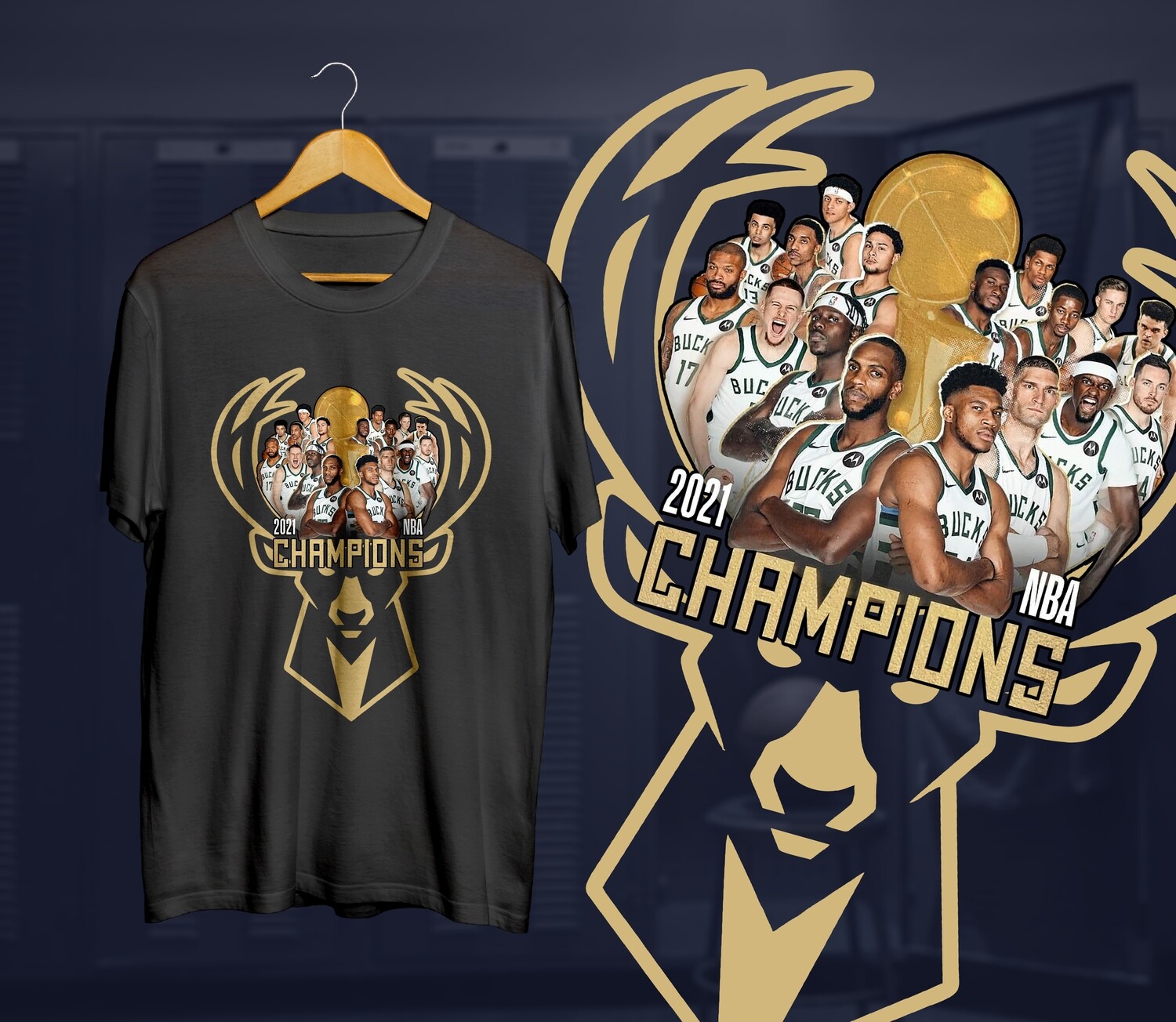 Bucks Deer  Champs  Gold  t-shirt