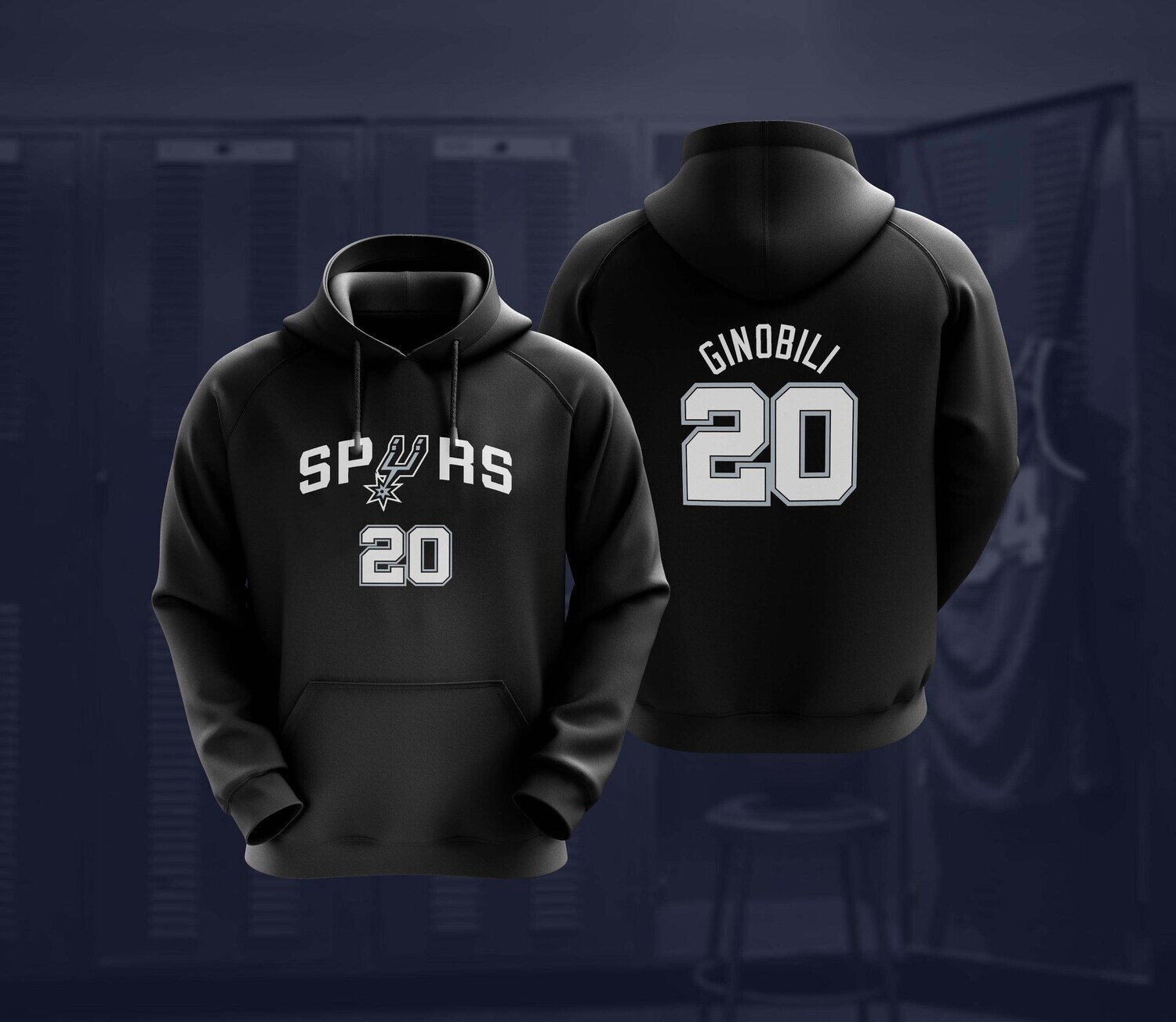 Ginobilli  spurs black  hoodie