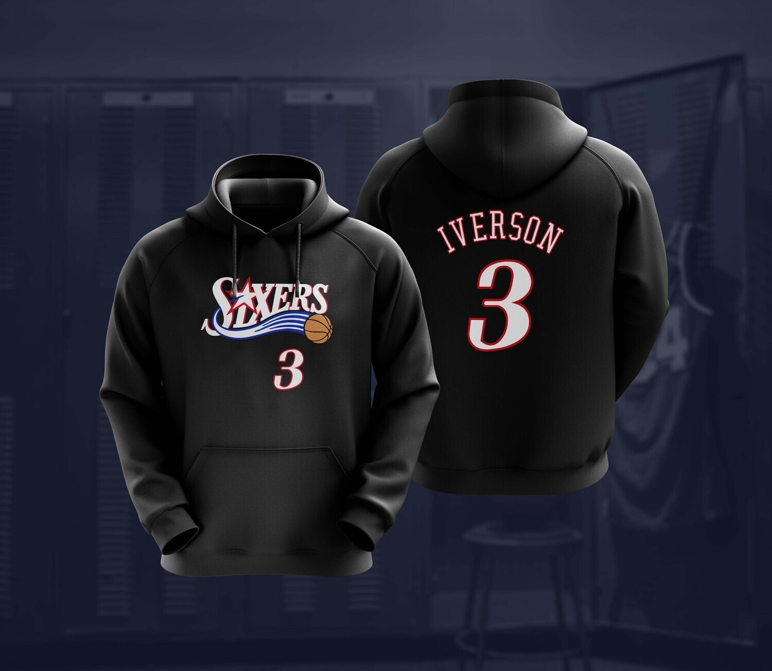 Iverson sixers black hoodie