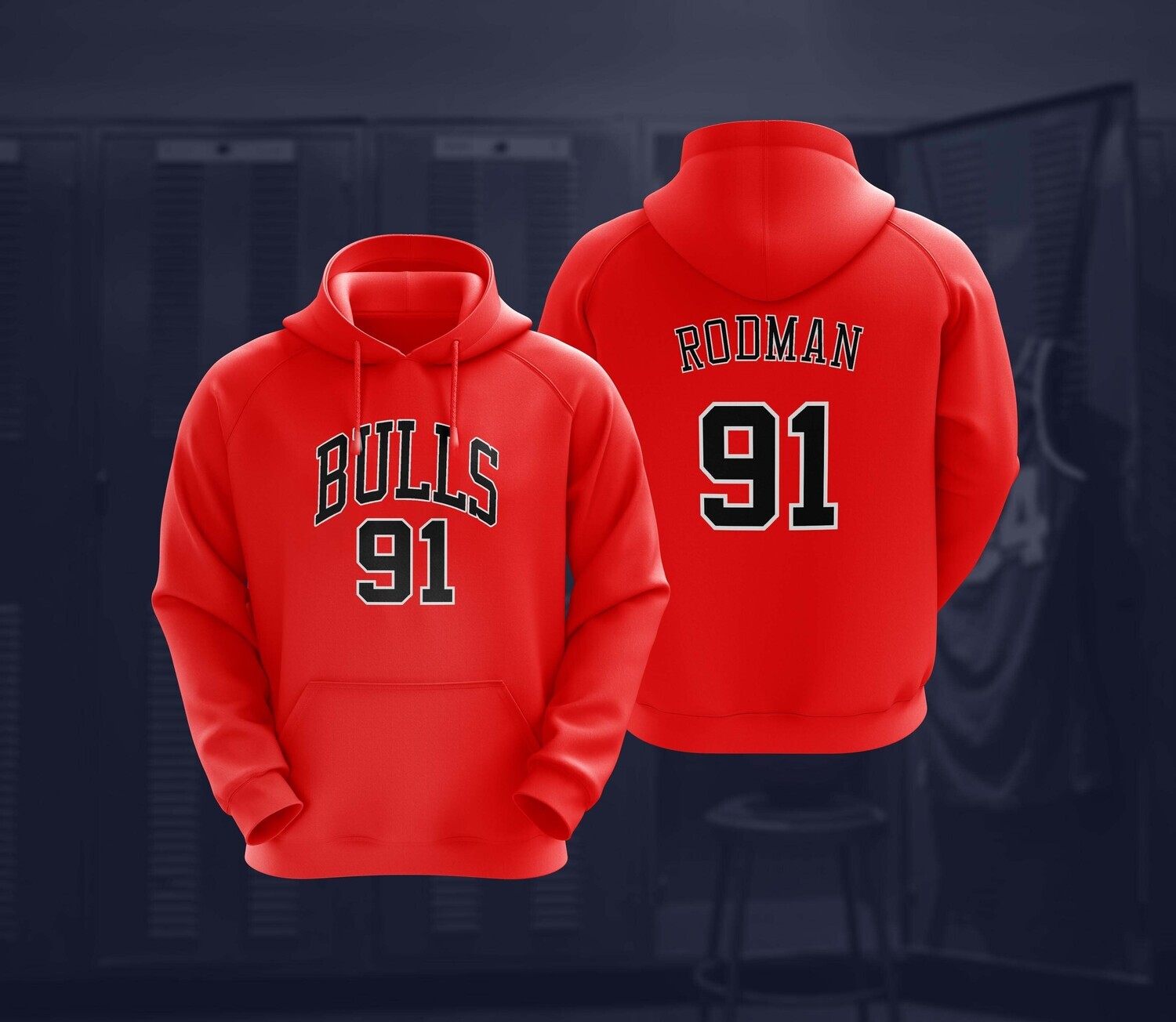 Rodman bulls red hoodie