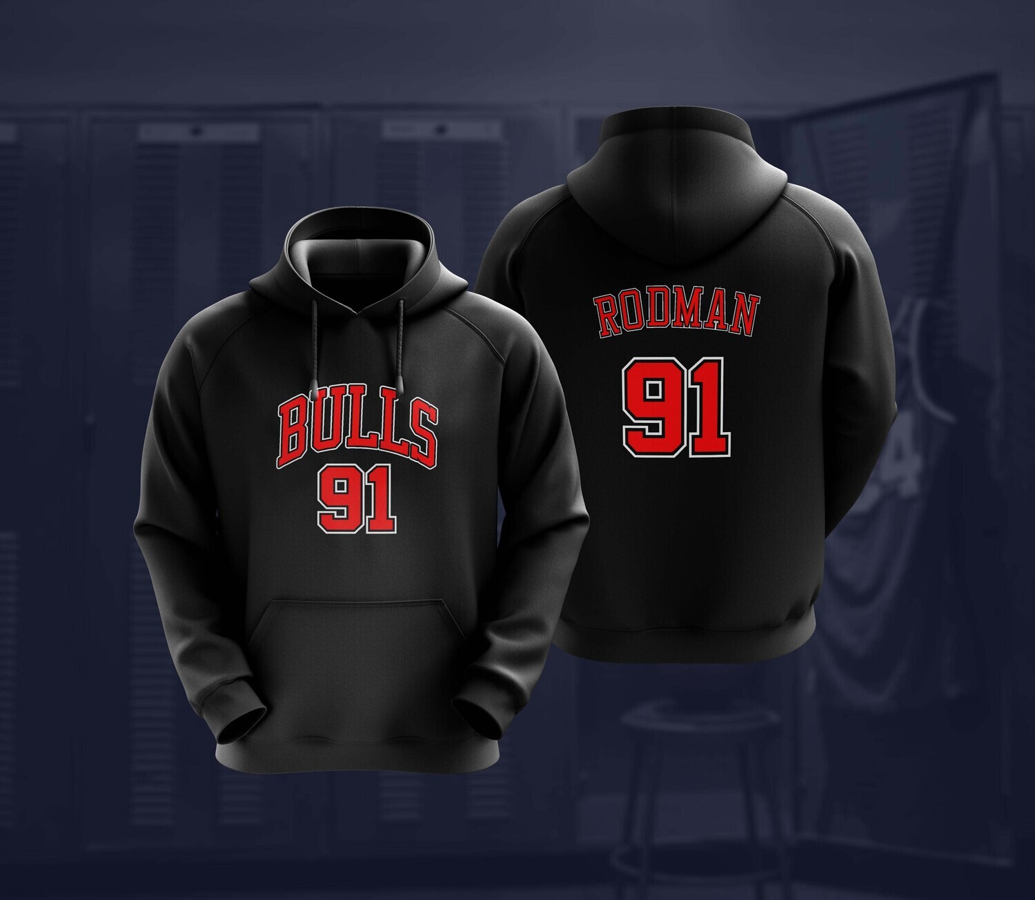 Rodman bulls black hoodie