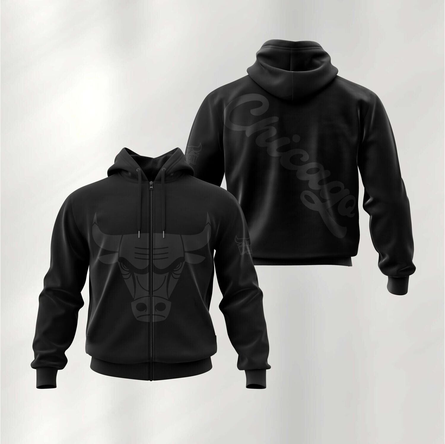 OFFER Chicago total black full zip hoodie Small