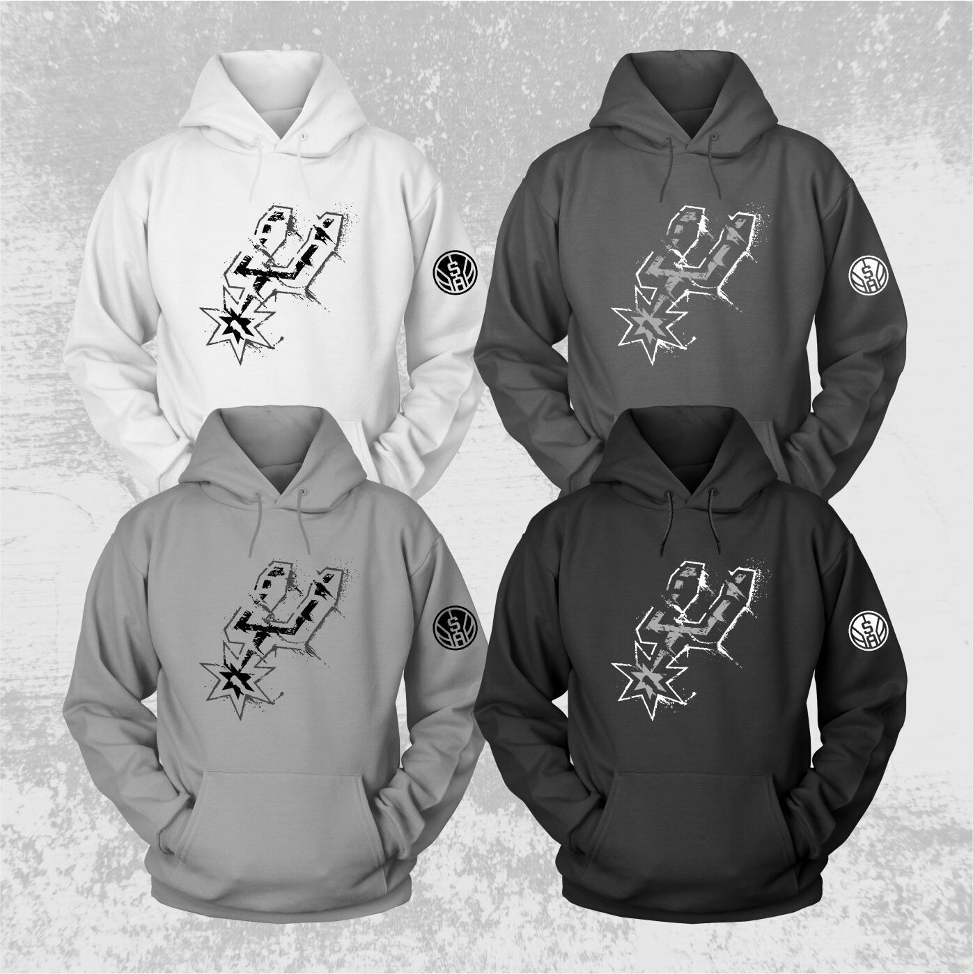 OFFER Spurs splash WHITE Hoodies L