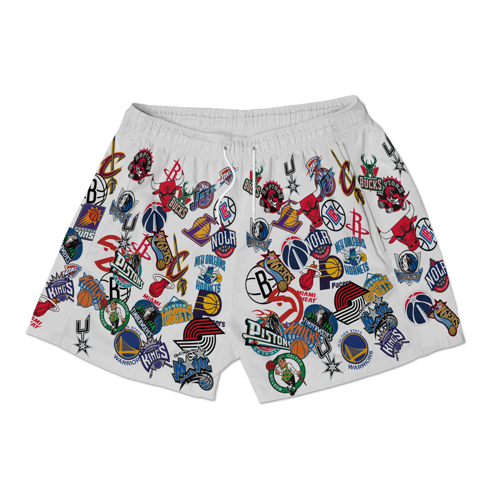 Full logos white swim shorts