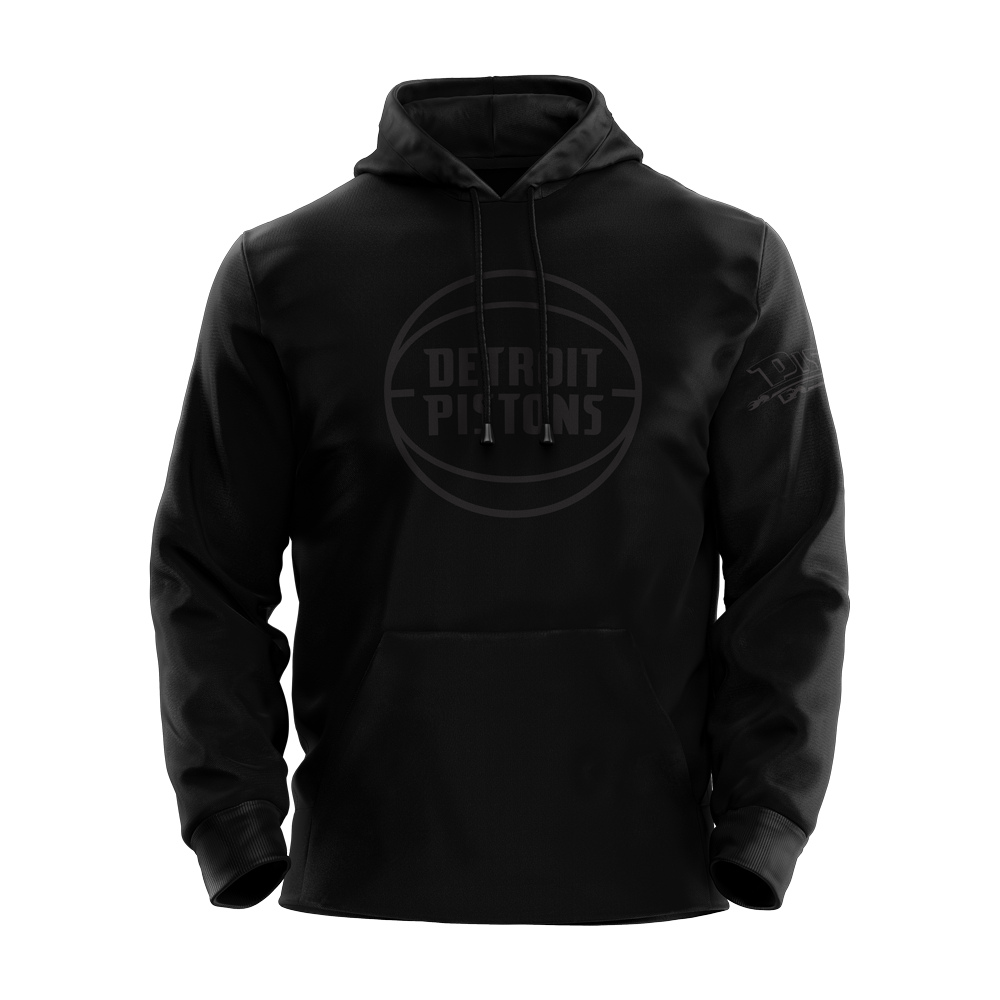 detroit new total black hoodie