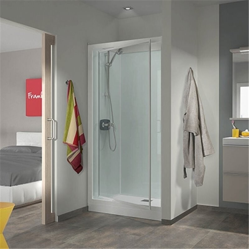 Cabine douche en niche porte pivotante