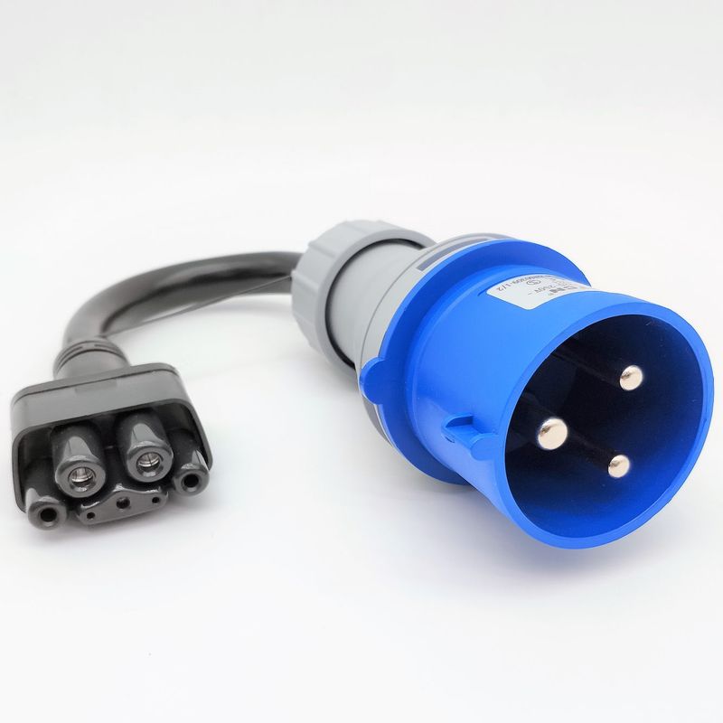 European CEE IEC 32A 6h Type 023 IP44 Blue Commando (Caravan Mains) Adapter for Tesla Gen 2