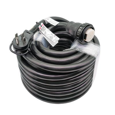 Heavy-duty 50A RV shore power locking power cord, 100 ft.