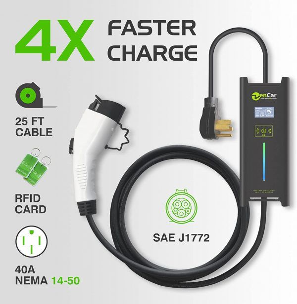 ZenCar 10-32A Adjustable EV Charger EVSE with Timer and Wall Mount