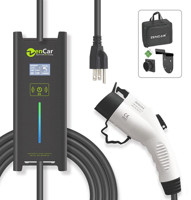 ZenCar 6-16A 120V Level 1 Adjustable EV Charger EVSE with Timer and Wall Mount