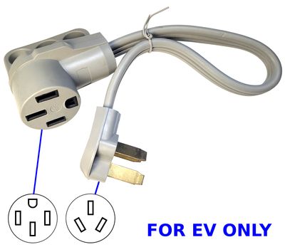 NEMA 10-50P to 14-50R Adapter for EV Only