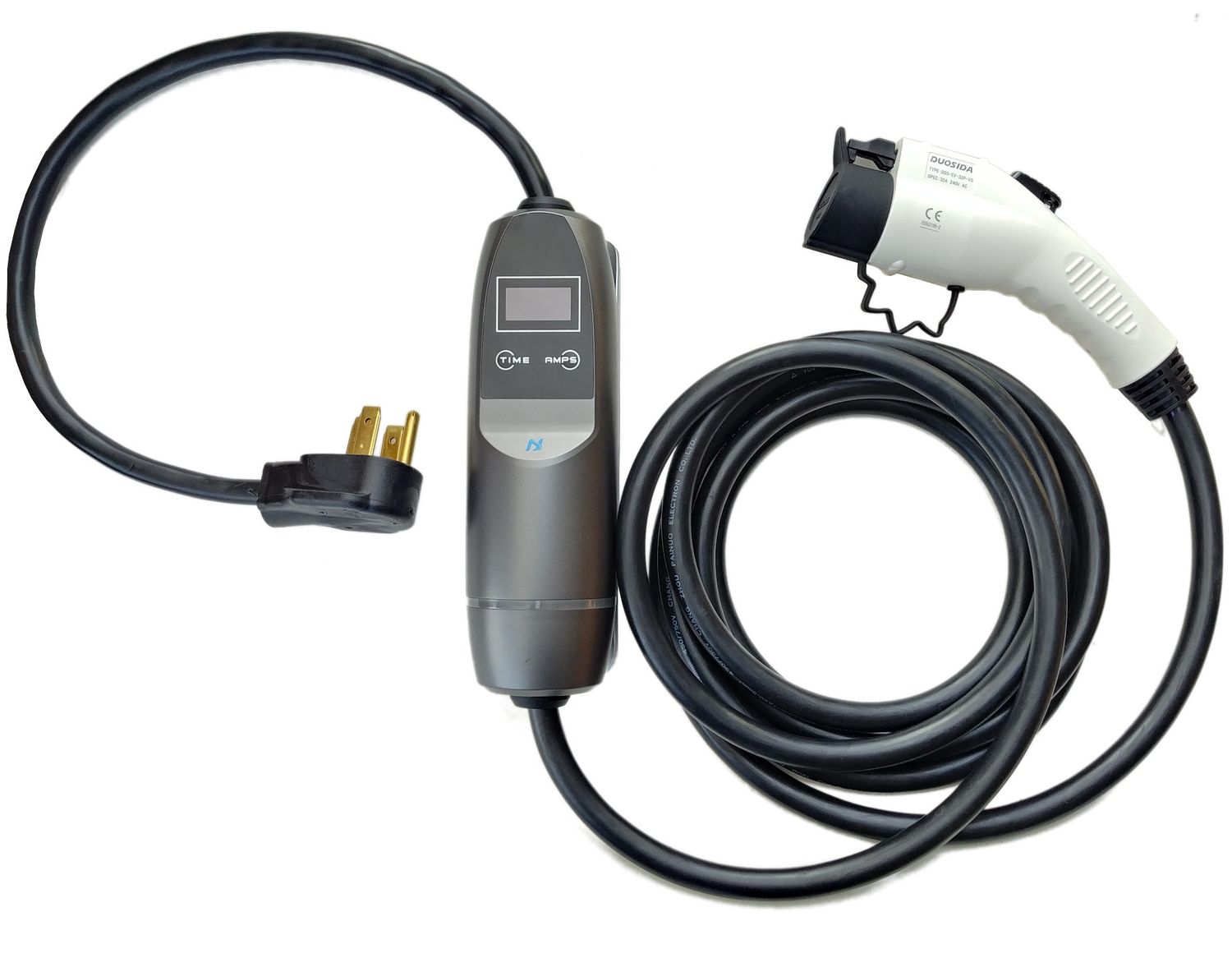 12-32A Adjustable 120-240V Charger EVSE with Timer Function and Wall Mount Bracket