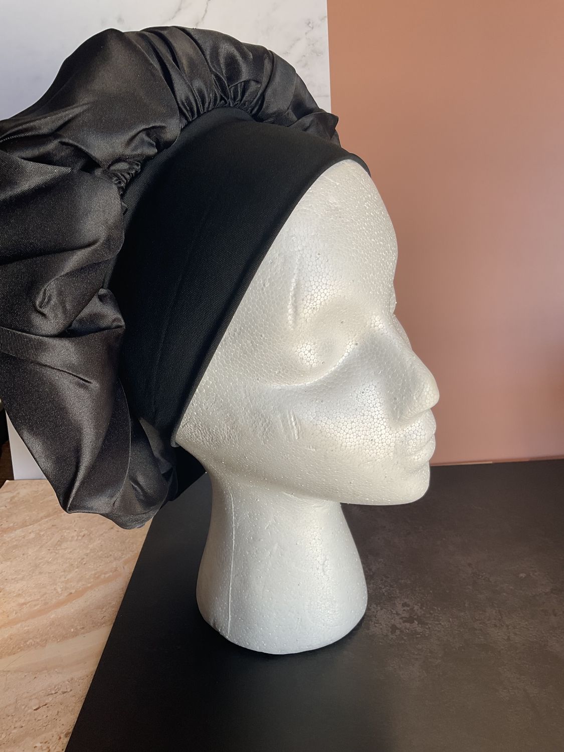 Silk-Satin Bonnet- Black