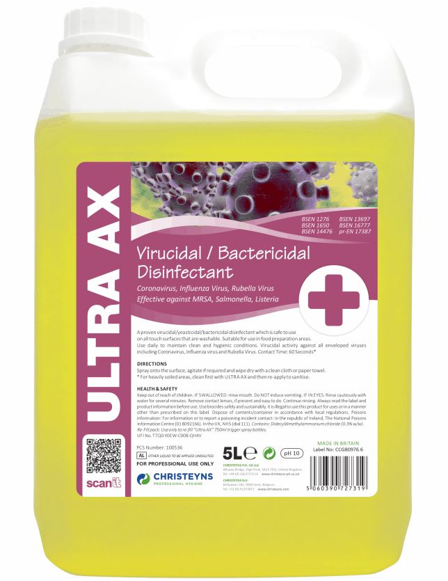 Ultra Ax Virucidal/Bactericidal Disinfectant 2x5ltr