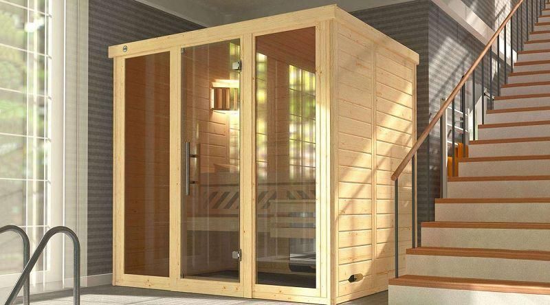 weka Desgin-Sauna KEMI PANORAMA 2 inkl. Saunaofen 7,5 kW BioS  inkl. Farbvisionen Set A