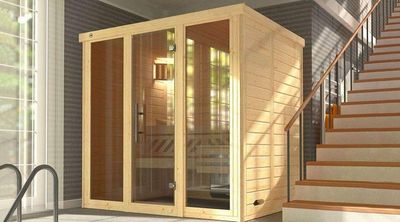 weka Desgin-Sauna KEMI PANORAMA 2 inkl. Saunaofen 7,5 kW BioS  inkl. Farbvisionen Set A