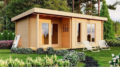 Weekendhaus Typ 441, 44 mm, natur , 610 x 390 cm