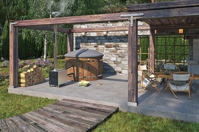 Plastic hot tub Premium 180 mit Aussenofen