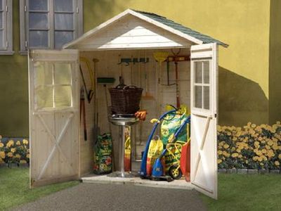 163 x 87cm  Garten-/Terrassenschrank 357 Gr.2, natur, Satteldach, 14 mm, Doppeltür