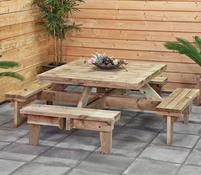 Picknicktisch Quadratisch imprägniert L230 x B230cm