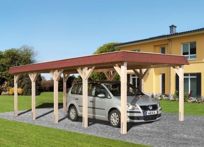 294 x 784cm  Leimholz-Flachdach Einzelcarport 615 Gr.2