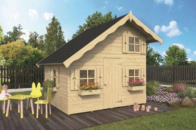 Holzspielhaus Spielhütte Spielhaus   Lena 18 mm 180cm x 220cm