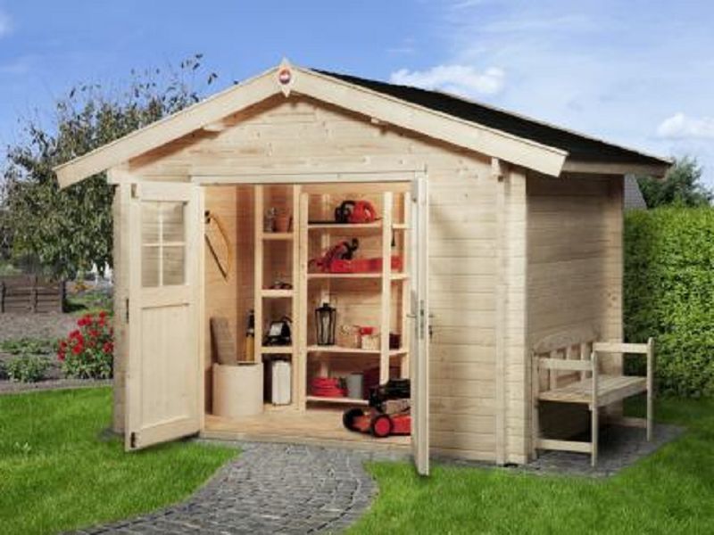 250 x 250cm  Gartenhaus 132 Gr.1, 45 mm, Doppeltür