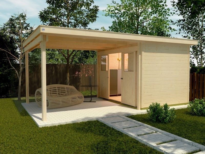 weka Lounge-Haus 225 A Gr. 1, natur, 21 mm, Schiebetür, Lounge 300 cm, ohne RW,205+300 x 299cm
